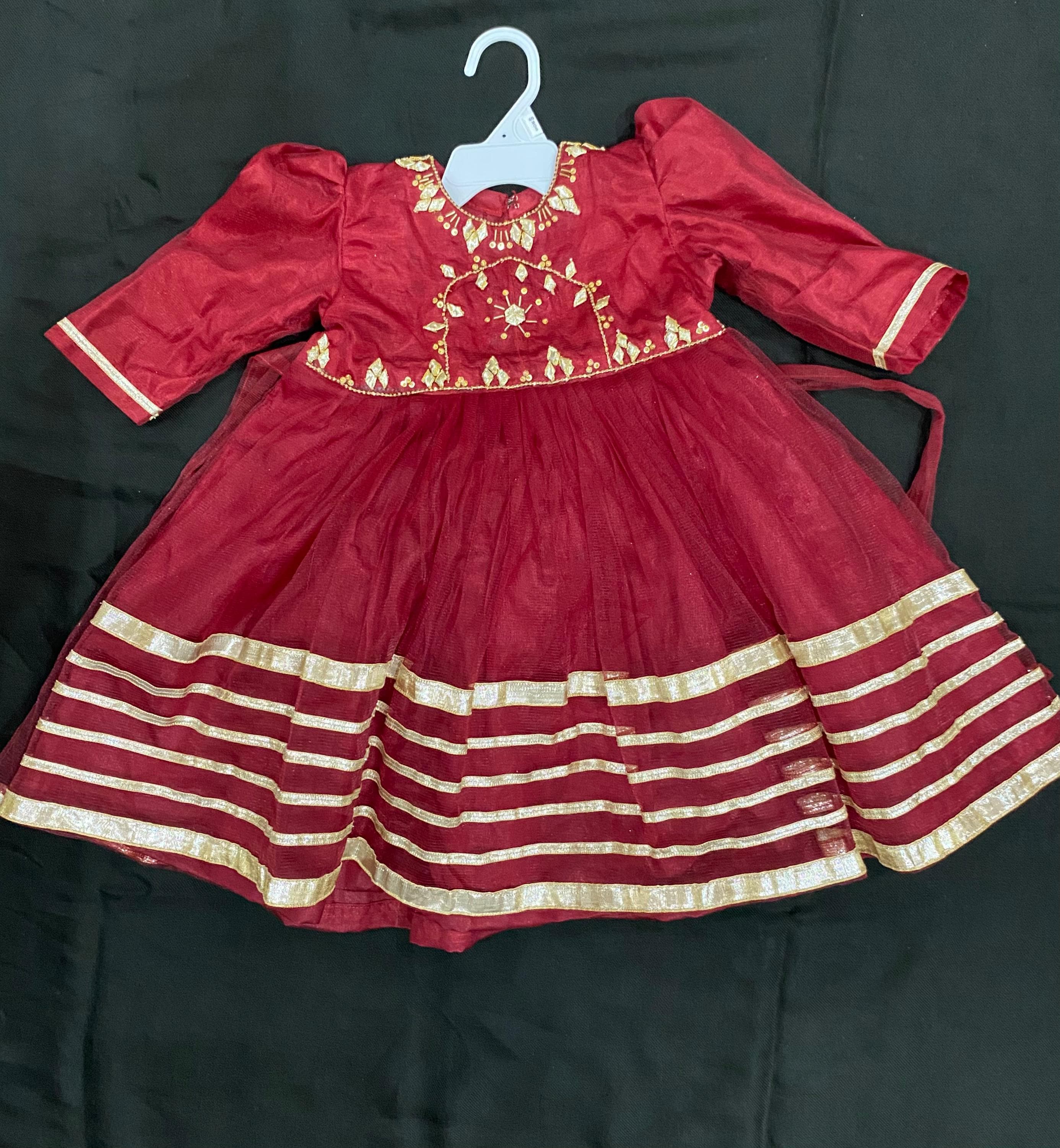 Maroon Gold Embroidered Dress